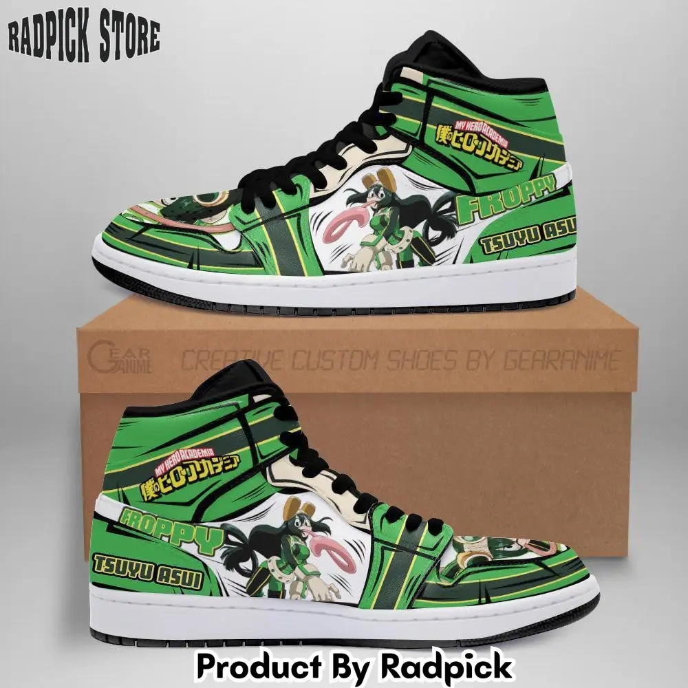 Tsuyu asui air jordan high top sneakers anime  rp0352128